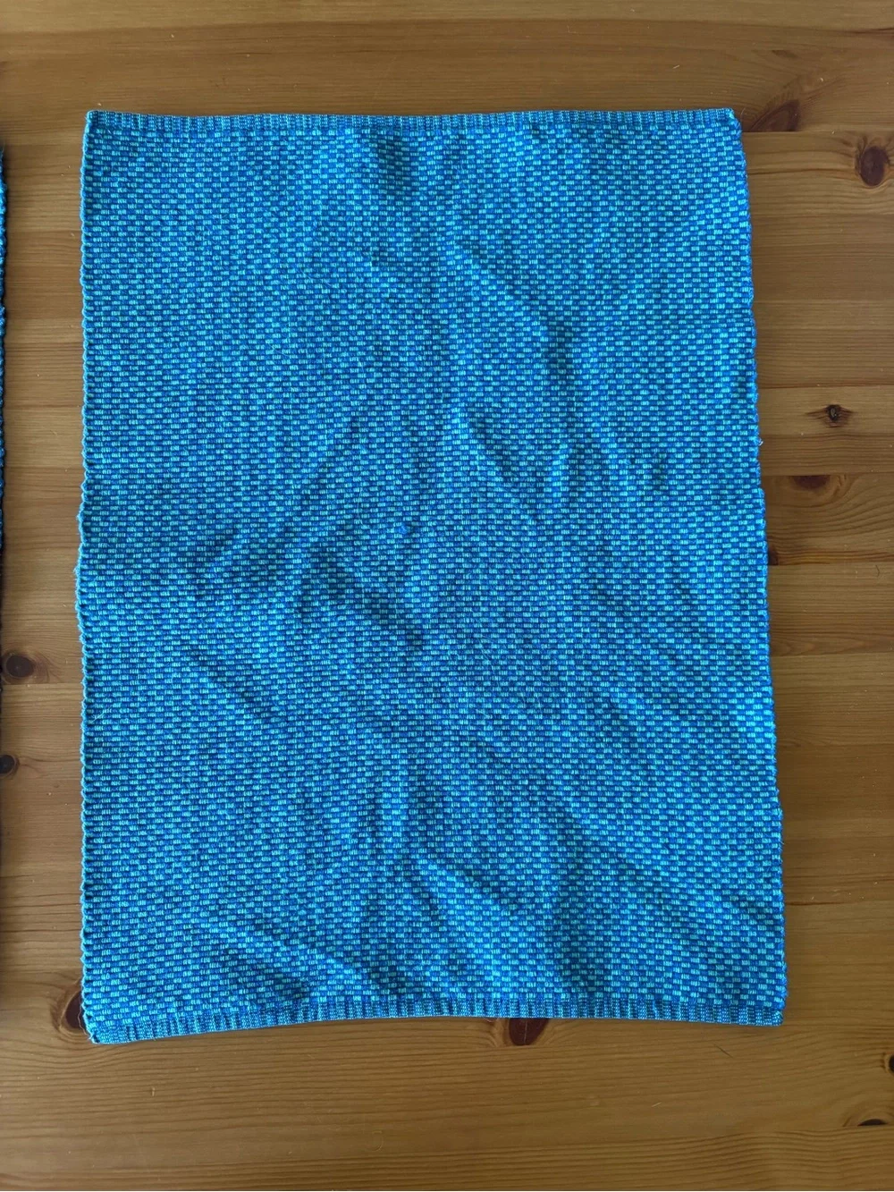 Crate & Barrel Cotton Place Mats Interlocking Blue & Green Set of 2